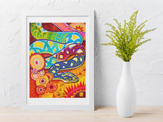 (CreativeWork) Rainbow Serpent by Brad Madge. Acrylic. Shop online at Bluethumb.