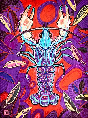 (CreativeWork) Blue Yabbie by Brad Madge. Acrylic. Shop online at Bluethumb.