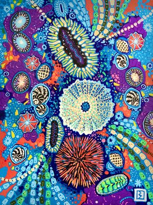 (CreativeWork) Sea Egg Rock Pool by Brad Madge. Acrylic. Shop online at Bluethumb.