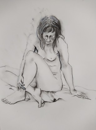 (CreativeWork) Seated nude 6 by Maxine Price. Drawing. Shop online at Bluethumb.