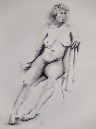 (CreativeWork) Seated female 7 by Maxine Price. Drawing. Shop online at Bluethumb.