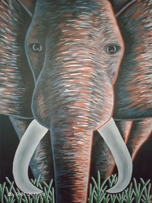 (CreativeWork) The kind Elephant by Andrew Brannigan. Acrylic. Shop online at Bluethumb.