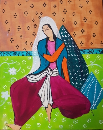 (CreativeWork) The girl by Heba Nour. Acrylic. Shop online at Bluethumb.