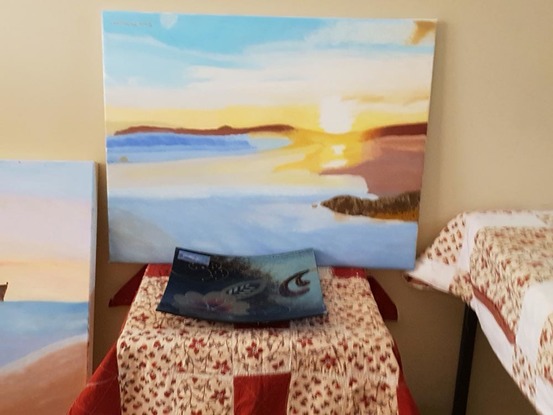 seascape oil painting,
empty beach at sunset oil painting