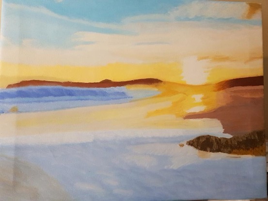 seascape oil painting,
empty beach at sunset oil painting