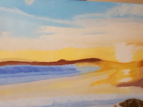 seascape oil painting,
empty beach at sunset oil painting