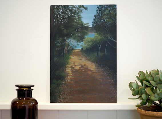 (CreativeWork) Beach Exit 2 by Heather Menzies. Oil. Shop online at Bluethumb.