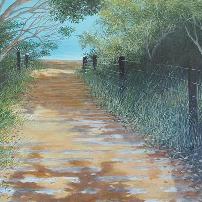 (CreativeWork) Beach Exit 2 by Heather Menzies. Oil. Shop online at Bluethumb.