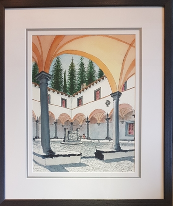 (CreativeWork) Il Conventio Dei Carmine, Tuscany. by Lynne Amor. Watercolour. Shop online at Bluethumb.