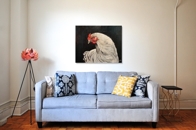 (CreativeWork) Don’t Be a Chicken by Katina Prior. Oil. Shop online at Bluethumb.