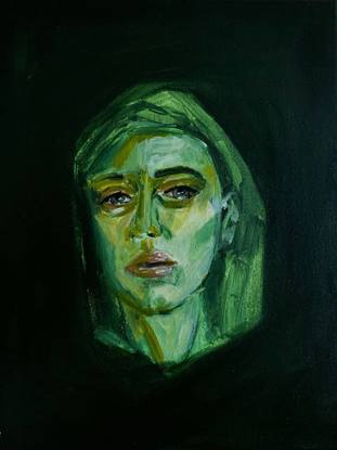 (CreativeWork) Green Portrait by Marija Morozova. Acrylic. Shop online at Bluethumb.