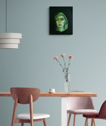 (CreativeWork) Green Portrait by Marija Morozova. Acrylic. Shop online at Bluethumb.