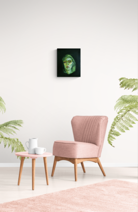 (CreativeWork) Green Portrait by Marija Morozova. Acrylic. Shop online at Bluethumb.