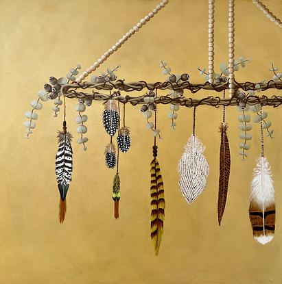 #Feathers #Floating#hanging twisted vine #chandelier#Earth tones