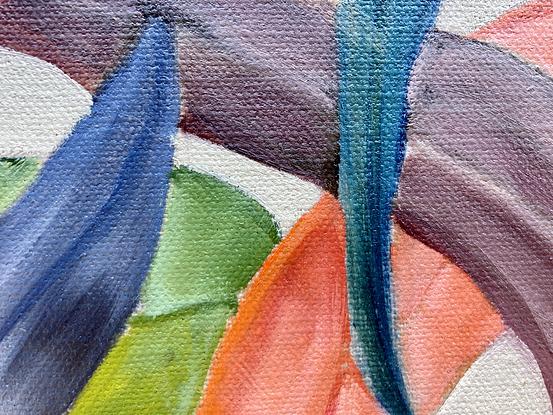 Colourful stylised leaves scattered across the canvas