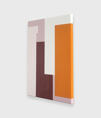 Geometric art. Orange, chestnut, white and pink rectangles