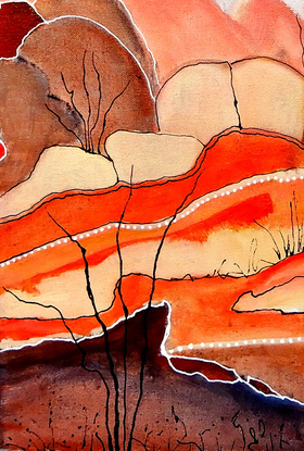 Abstract desert landscape inspired by the Red Centre of Australia