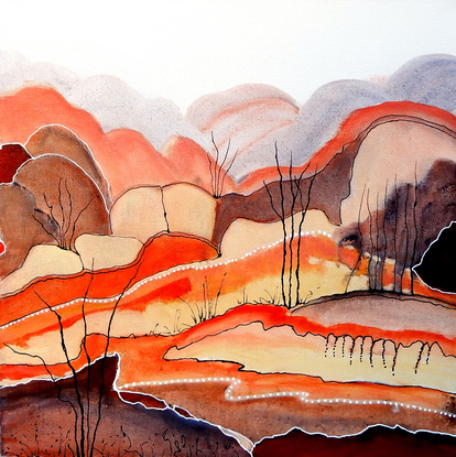 Abstract desert landscape inspired by the Red Centre of Australia