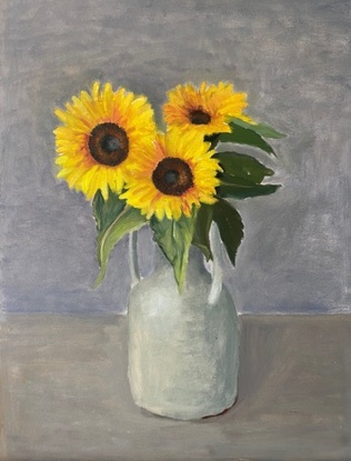 Yellow sunflowers in vase