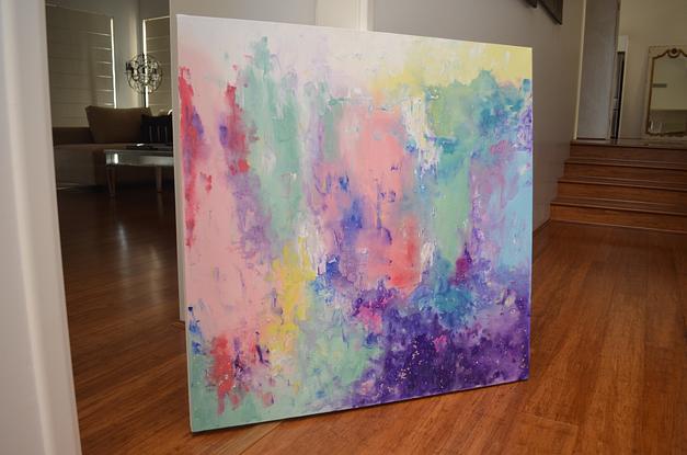 (CreativeWork) Colourful Pastel Abstract by Jessica Seroka. Acrylic. Shop online at Bluethumb.