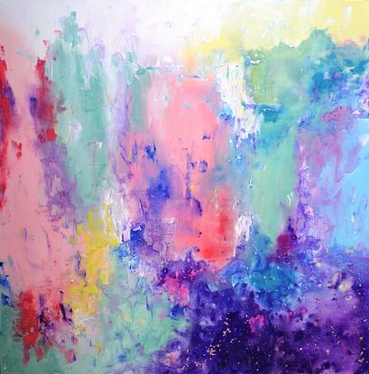 (CreativeWork) Colourful Pastel Abstract by Jessica Seroka. Acrylic. Shop online at Bluethumb.