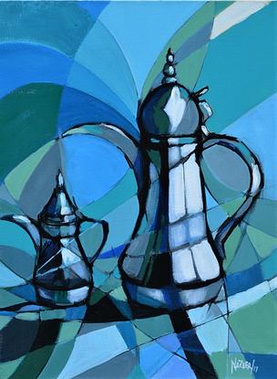 Blue middle eastern Arabic coffee pot 