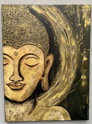 “Zen” - A state of calm attentiveness in which one's actions are guided by intuition rather than by conscious effort 💕❤️💕
This painting is a perfect combination of spirituality and peace and best to decorate in any room of your home. 
