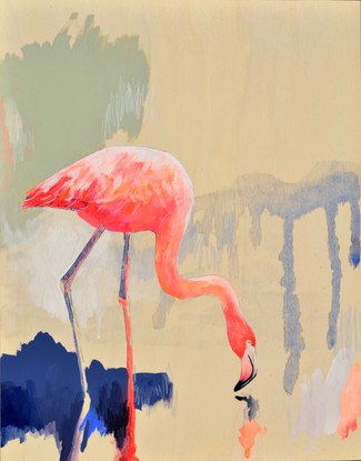 (CreativeWork) Flamingo Flock by Lydie Paton. Mixed Media. Shop online at Bluethumb.