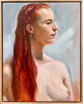 Female nude with auburn red hair