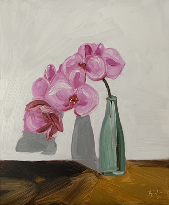 Flowers in a glass bottle 