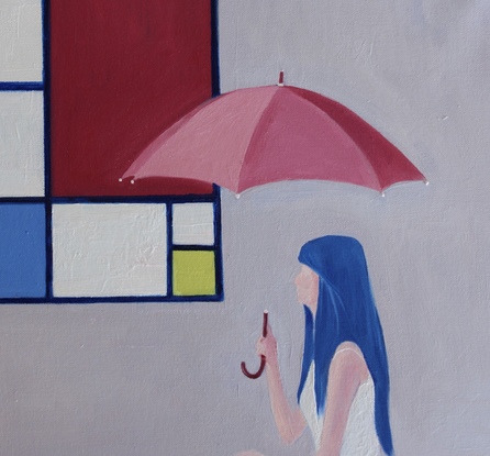 A girl with a red umbrella 