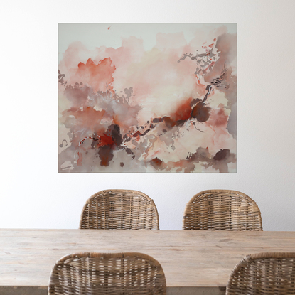 Abstract expressive  large horizontal statement piece in earthy colours 