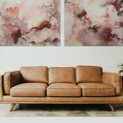 Abstract expressive  large horizontal statement piece in earthy colours 