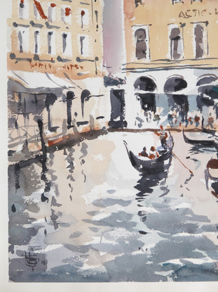 Hotel Cavalletto in Venice. Painted during my several visits to Venice. Impressionistic style.
Most of my watercolours are painted "alla prima" style without the pencil sketch, either on the site or in the studio later.