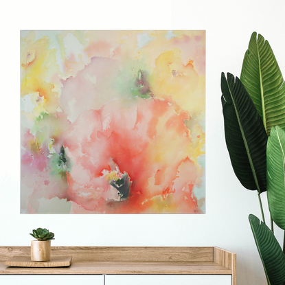 Abstract expressive watercolour happy bright colourful flower inspired flowing statement piece