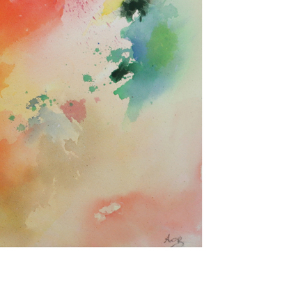 Abstract expressive watercolour happy bright colourful flower inspired flowing statement piece