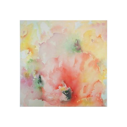 Abstract expressive watercolour happy bright colourful flower inspired flowing statement piece