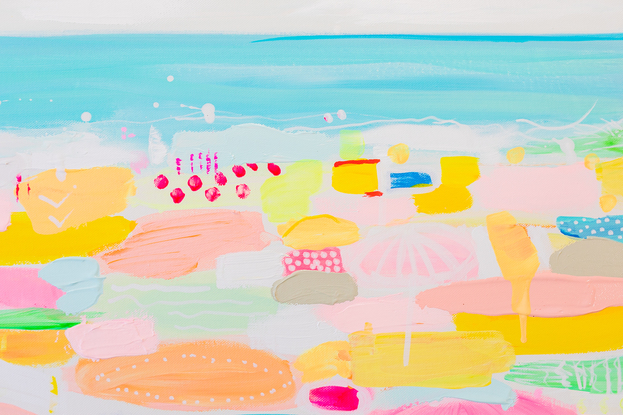 brightly coloured  Abstract beach scene painting  