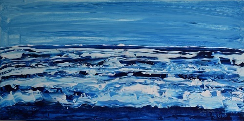 navy blue and white large statement seascape 