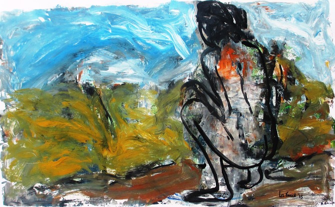 A figure viewing the landscape
