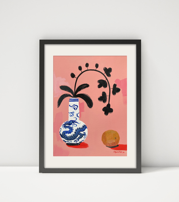 abstract orchid in Chinese vase