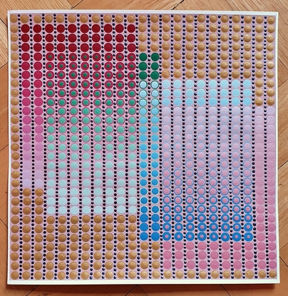 Op art with dots, lines forming geometric shapes