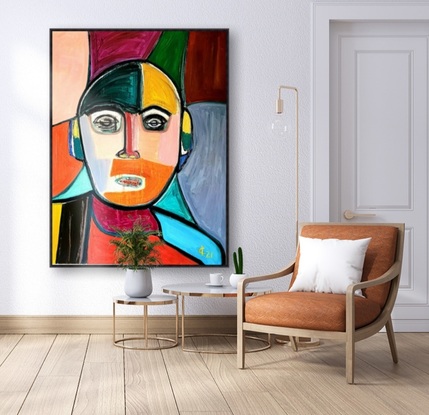 Colourful expressionist abstract portrait 
Contemporary style
Modern design 
Bright, bold figurative 