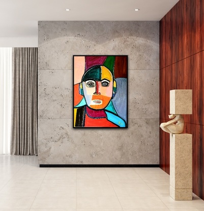 Colourful expressionist abstract portrait 
Contemporary style
Modern design 
Bright, bold figurative 