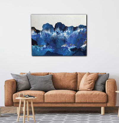 Abstract landscape that looks mountainous however is created with an ocean but palette.