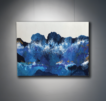 Abstract landscape that looks mountainous however is created with an ocean but palette.