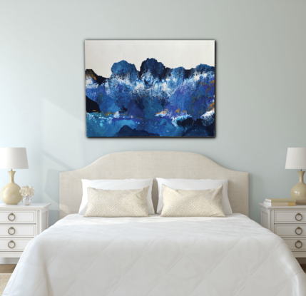 Abstract landscape that looks mountainous however is created with an ocean but palette.