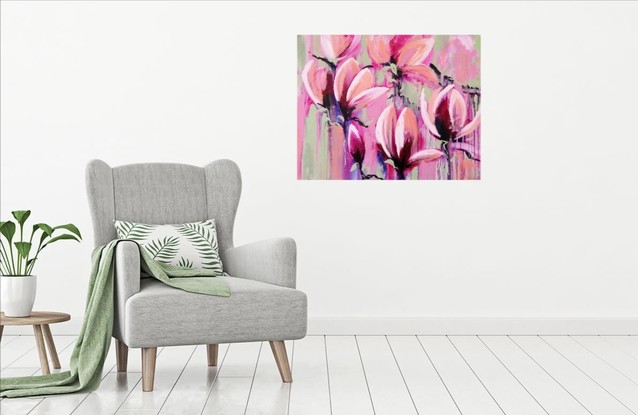 pink and white magnolias on branch