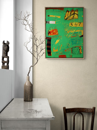 Green abstract painting