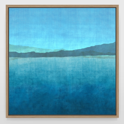 Abstract lake green blue framed print